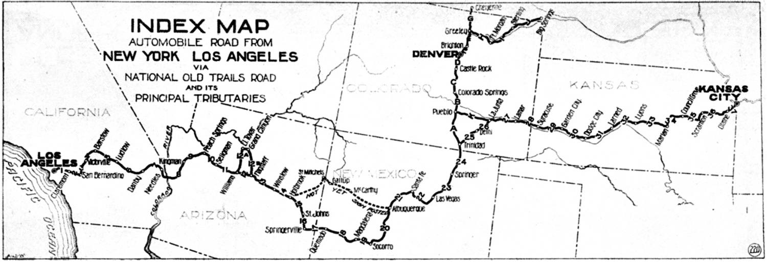 Figure 4: Index Map: National Old Trails Road to California, 1916.