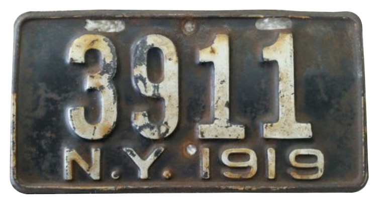 Figure 13: Example of a 1919 New York Motorcycle License Plate.