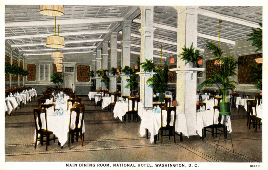 Figure 30: Postcard of The National Hotel The Main Hotel Dining Room, ca. 1907.